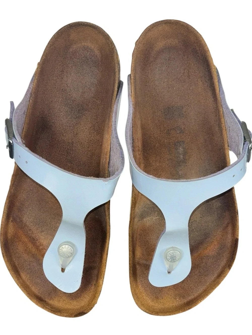 Birkenstock Gizeh Birko-Flor Patent Dove Blue Thong Sandals EU 39/ US 8-8.5